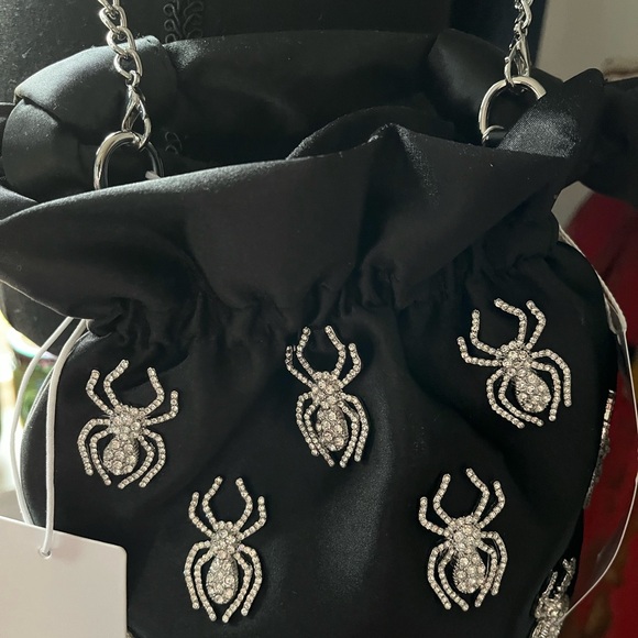 Most wanted black satiny looking material with spiders new tags great for - Picture 4 of 9